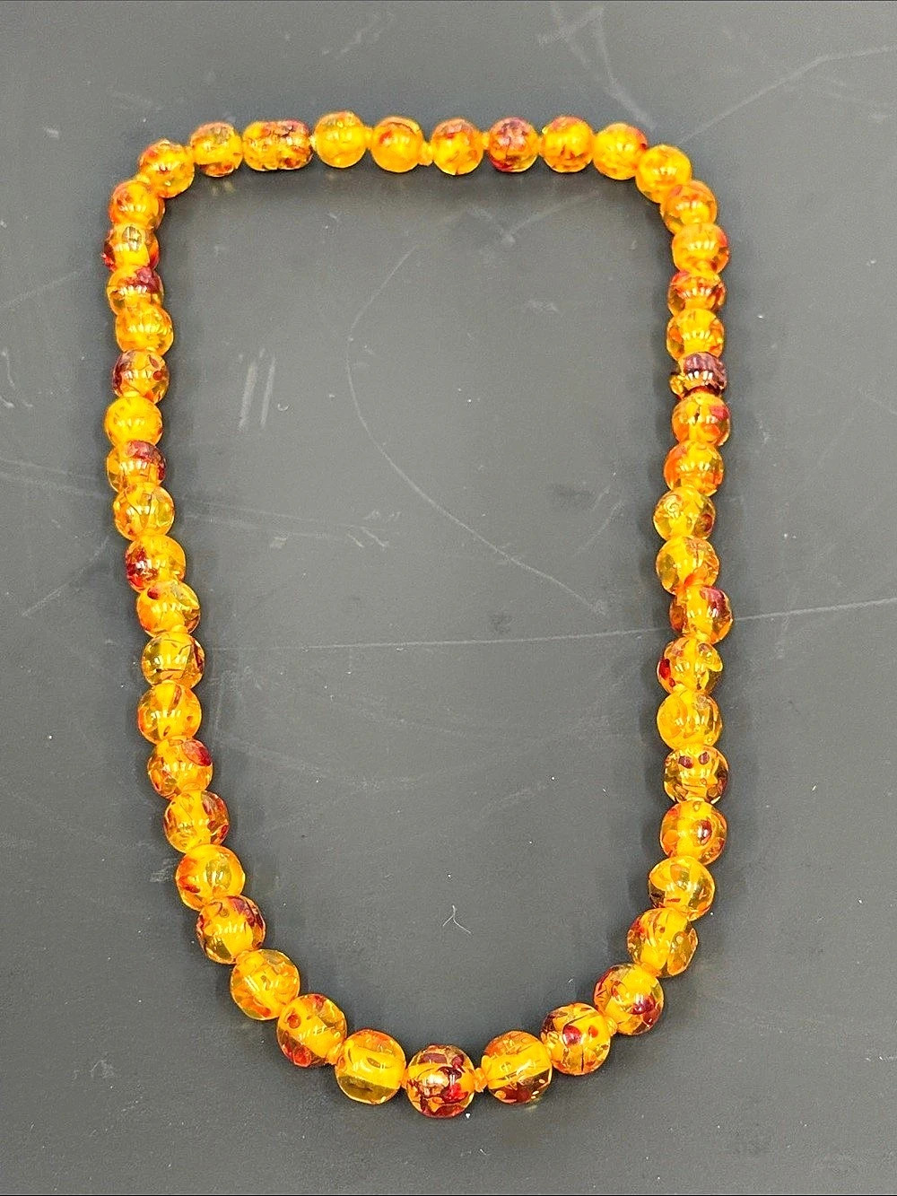 Vintage Genuine Amber Bead Necklace 20โ 41g โ Knotted Honey Cognac Amber